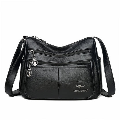 Bag Faux Crossbody Leather - Women's Shoulder Multi-Pocket