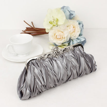 – White Clutch Elegant Women's Evening Satin Pleated