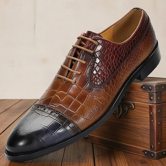Print Crocodile Oxford – Men’s Genuine Leather Shoes Elegant