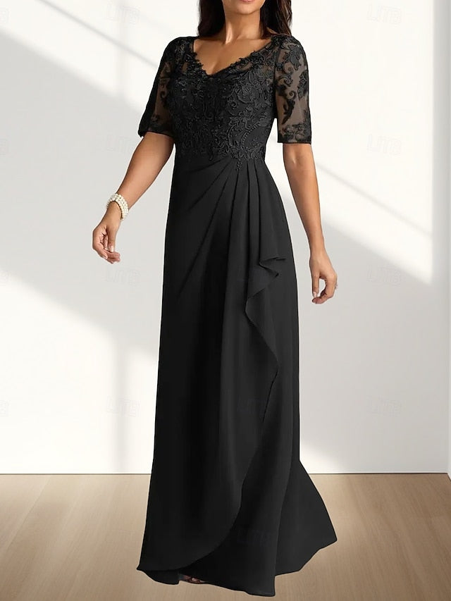Mother Dress Guest Elegant the V Wedding Neck of Bride A-Line