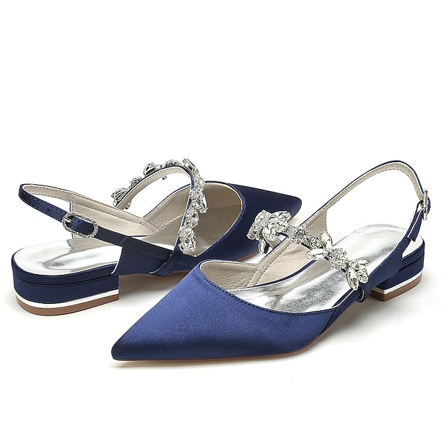 Crystal Women's Wedding Heel Bridal Flat Shoes