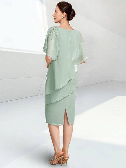 Bride Elegant Sheath Mother of Dress the Jewel Beach Wedding