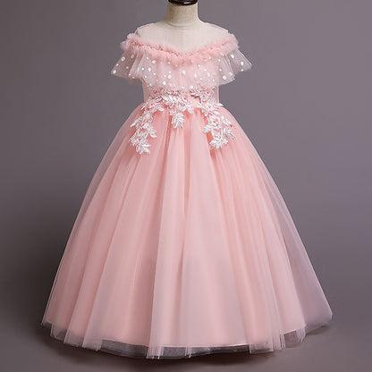 Party Flower Girl Dress Color Kids Solid Girls'