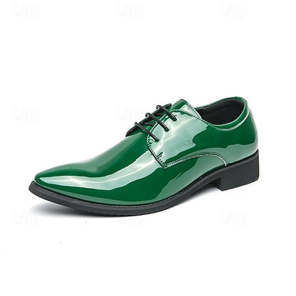 for Formal Shoes Glossy Leather Patent – Green Lace-Up Men