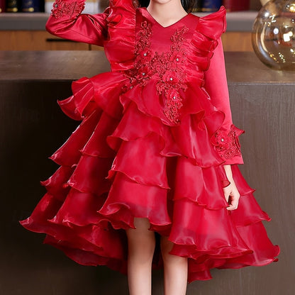 Special Dress Party Kids Wedding Flower Sleeve Girls' Long