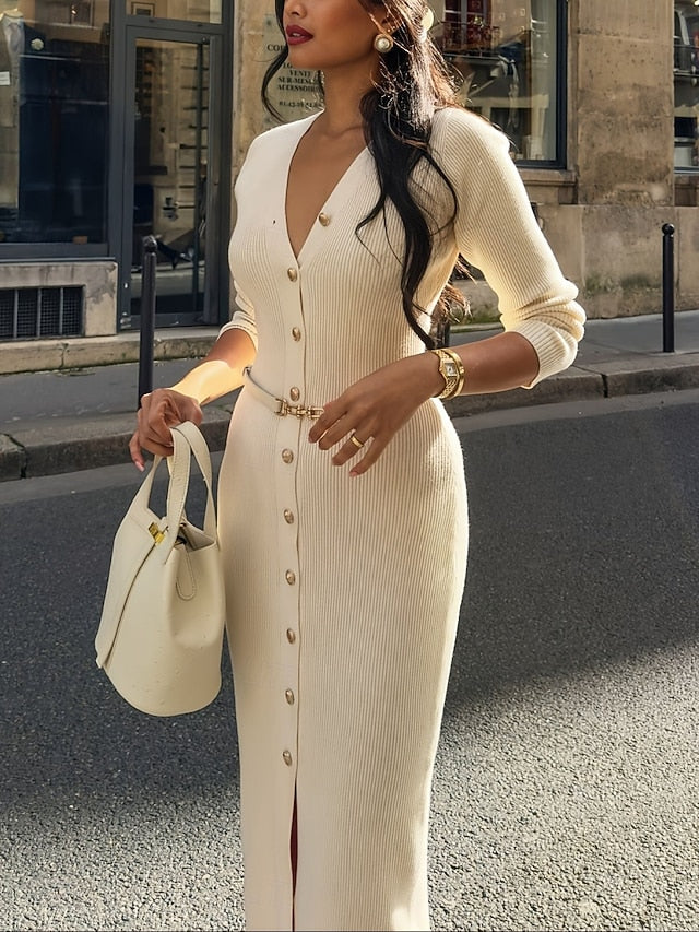 Women's Sweater Dress Elegant Casual Soft Solid Color Pure