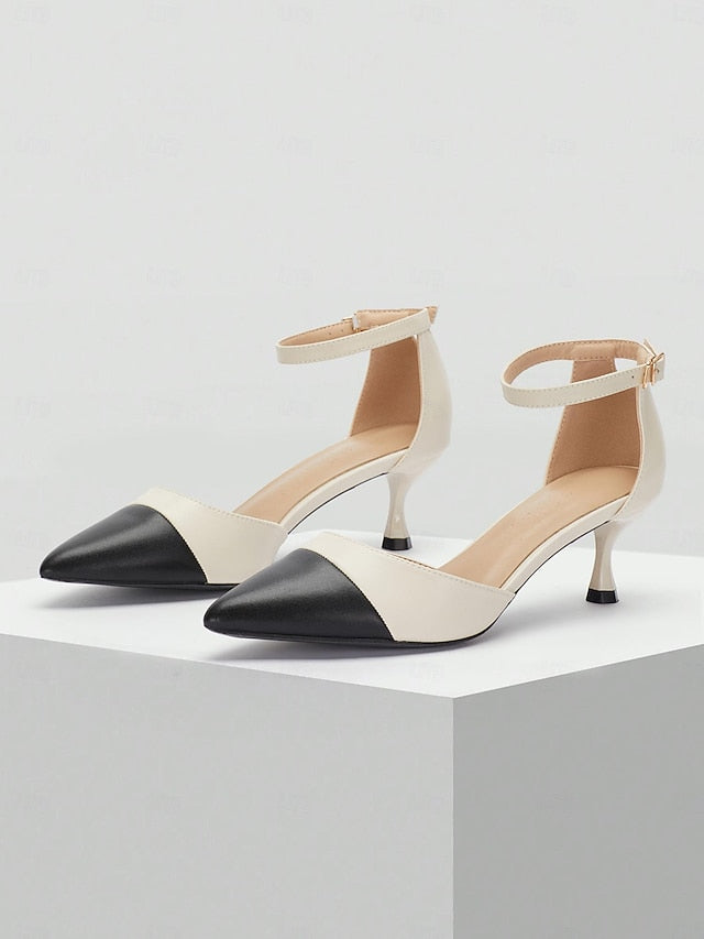 Kitten Women's Two-Tone Stylish Pointed Ankle Heel Toe