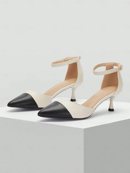 Kitten Women's Two-Tone Stylish Pointed Ankle Heel Toe