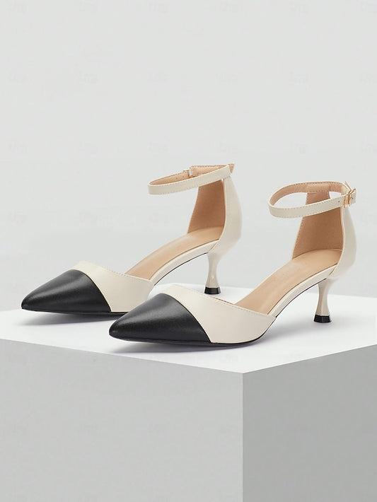 Kitten Women's Two-Tone Stylish Pointed Ankle Heel Toe