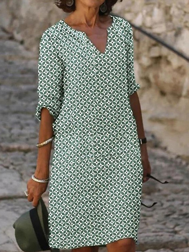 Women's Mini Dress Faux Cotton Linen Casual Dress Elegant