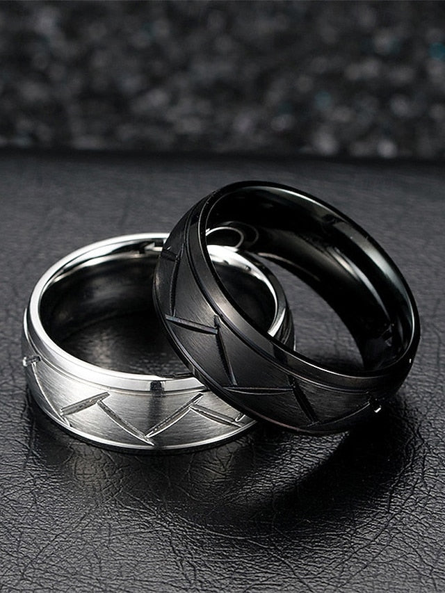 Pattern Steel Rings Modern Men's Stainless – Geometric