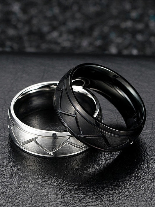 Pattern Steel Rings Modern Men's Stainless – Geometric