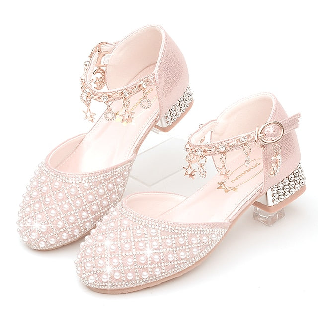 Leather Heels Shoes Heel Dress Glitters Daily Girls' PU
