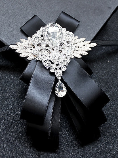 Crystal Men's Tie Brooch Ribbon Pin Bow Elegant - Luxury