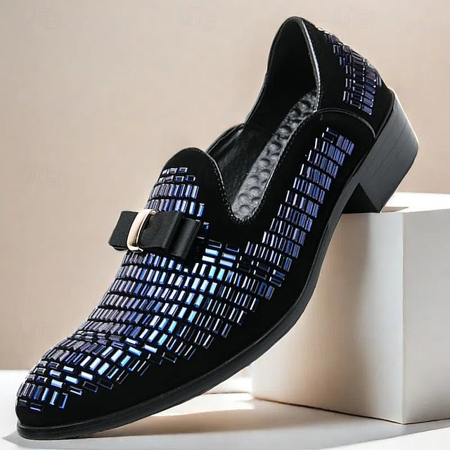 Men's Woven Loafers Silver Prom Strap Elegant – and Monk