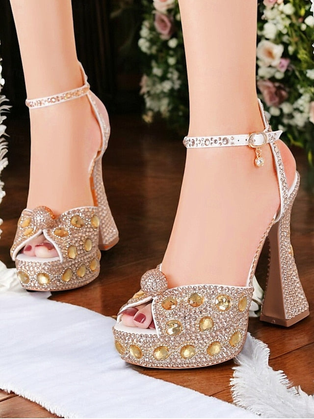 Women's Crystal-Embellished with Platform Sandals Glamorous