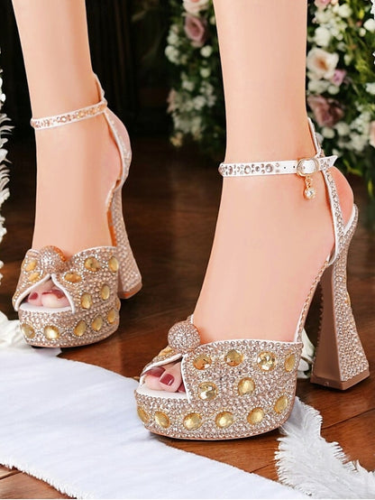 Women's Crystal-Embellished with Platform Sandals Glamorous