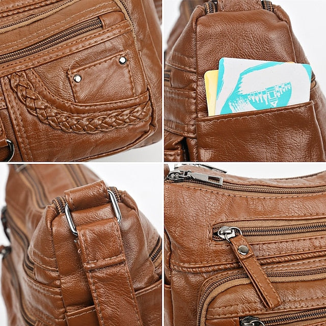 Mehrere Crossbody mit Vintage Leder Damen Kunsttasche