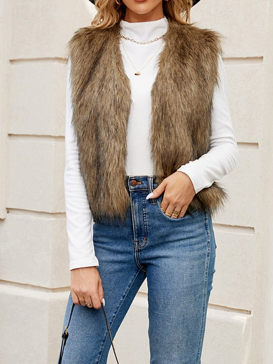 Fur Comfortable Coat Faux Furs Women's Leathers Vest