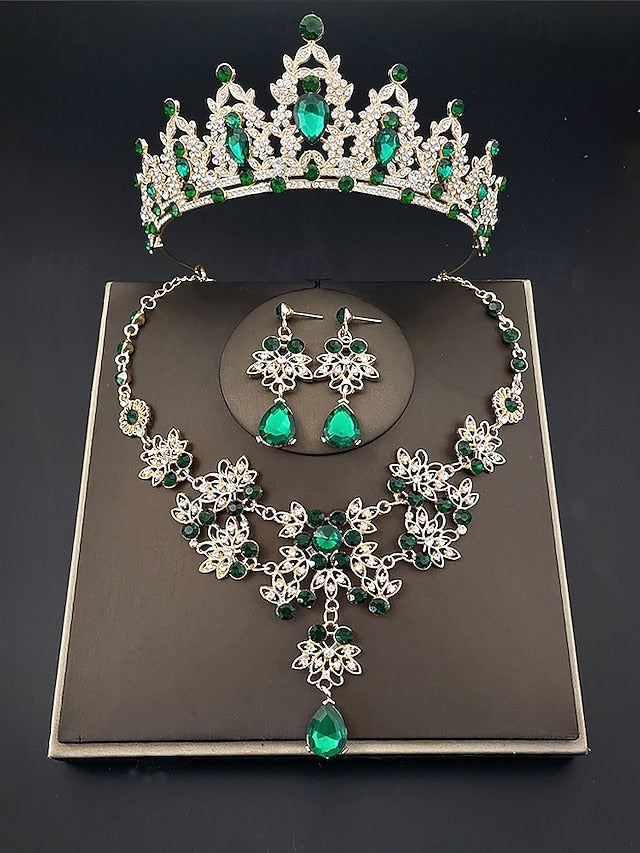 Jewelry and Elegant Tiara Rhinestone Set Women's – Silver