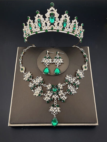 Jewelry and Elegant Tiara Rhinestone Set Women's – Silver