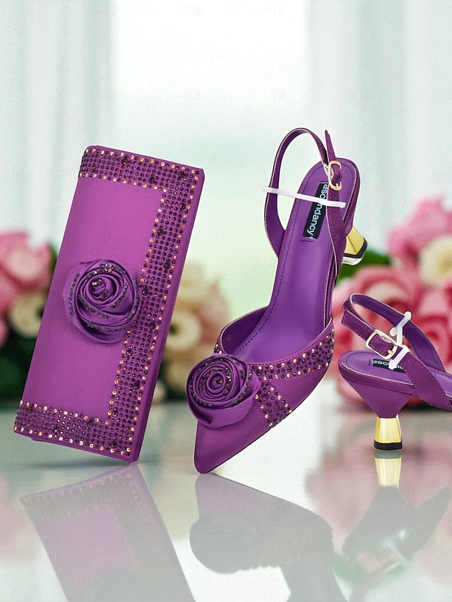 and Clutch - Gold Heels Set Matching Slingback Women's