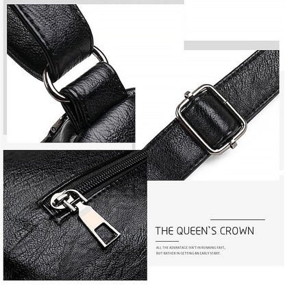 Sac bandoulière femme en cuir noir – similicuir multi-poches