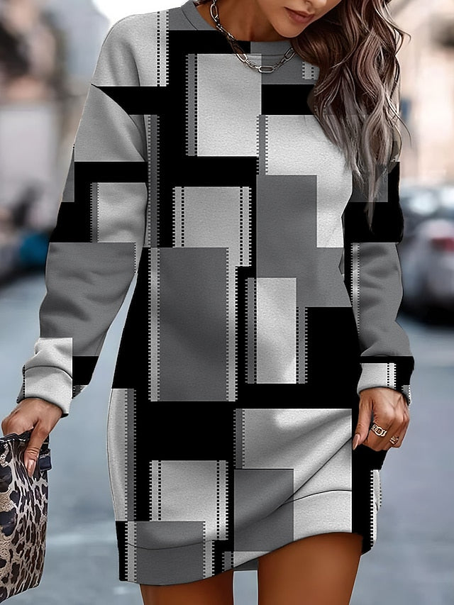 Women's Mini Dress Sweatshirt Dress Casual Dress Print