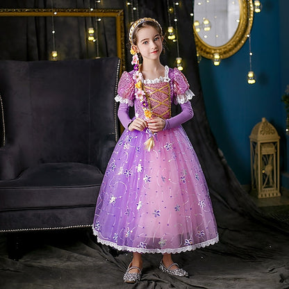 Flower Dress Girl Cloak Rapunzel Princess Cosplay