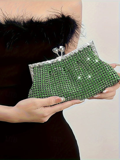 Vintage Sage Clutch Women's Purse Green Rhinestone –