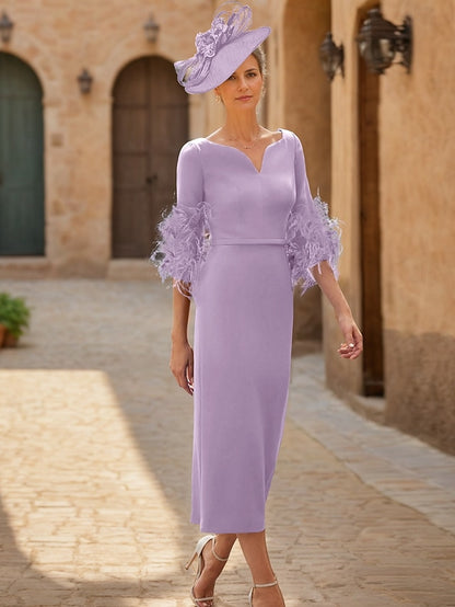 Guest V Bride Wedding of Mother Dress Neck Elegant Sheath the