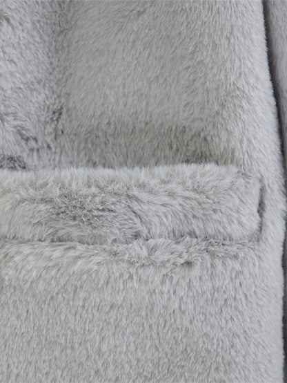 Warm Fleece Breathable Fur Pocket Faux Lined Coat Women's