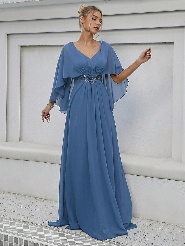 Mother Bride Elegant Dress V Neck the of Floor Party