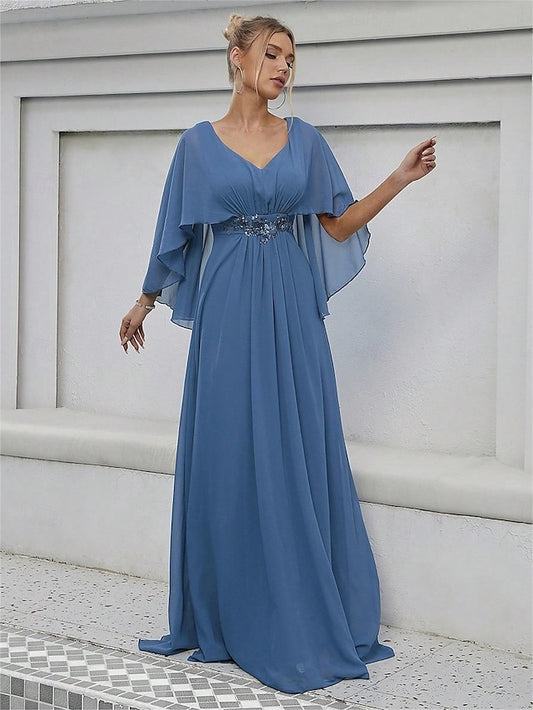 Mother Bride Elegant Dress V Neck the of Floor Party