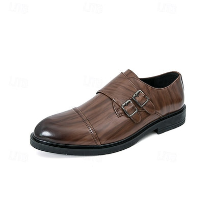 Shoes Faux Monk – Men's Strap Leather Double Dress Brown