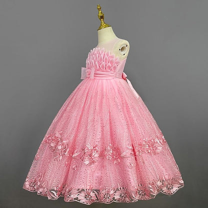 Girl Girls' Solid Flower Kids Dress Colored