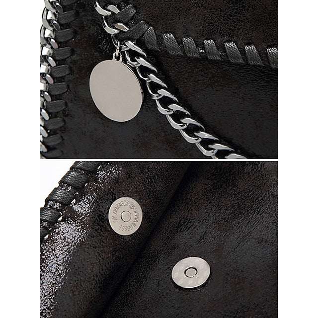 Kunstledertasche mit Kette in Rot mit Überwendlingsstich-Schulterdetails