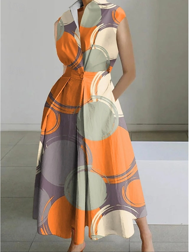 Women's Midi Dress White Dress Trumpet Mermaid Dress Print