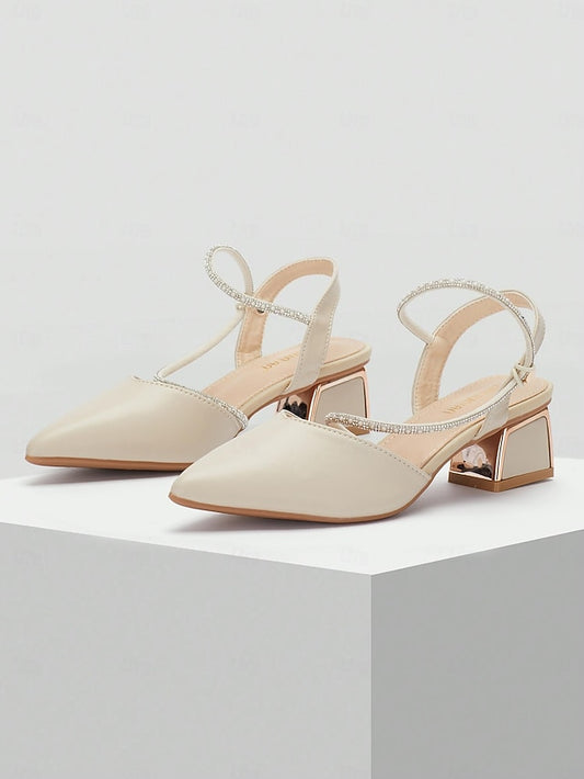 Elegant Pointed with Slingback Women's Heels Toe Rhinestone