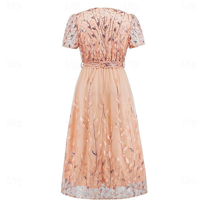 Neck Elegant Bride V Mother Sequin Dress the A-Line of