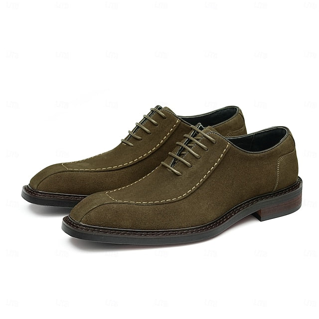 Men's Derby - Shoes Suede Classic Leather Genuine Cowhide
