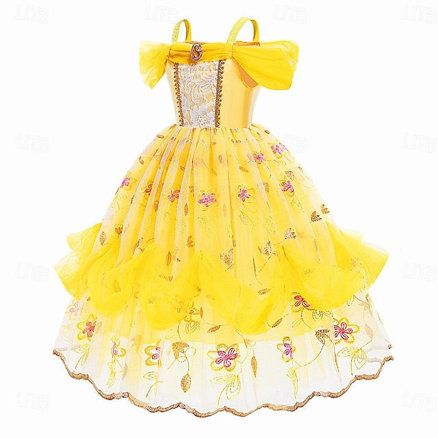 Flower Beauty Girl Princess Cute Dress and Belle Beast the
