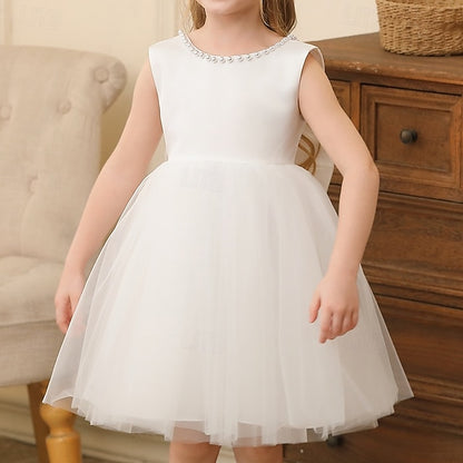 Party Girls' Kids Sleeveless Color Solid Dress Wedding