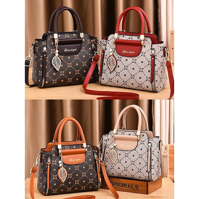 Women's Elegant Accents Leather Faux and Red Handbag with