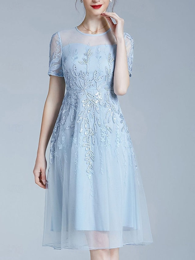 Knee Elegant of Dress Crew Neck Bride Mother A-Line the