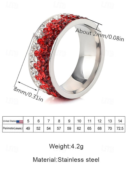 Steel Stainless Christmas Ring Stylish Men's – Red