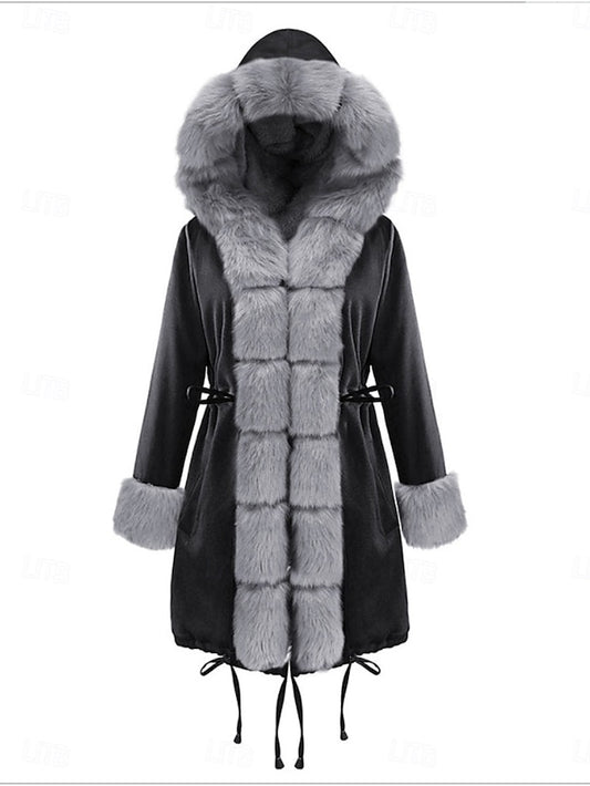 Breathable Fur Women's Warm Coat Faux Pocket Collar