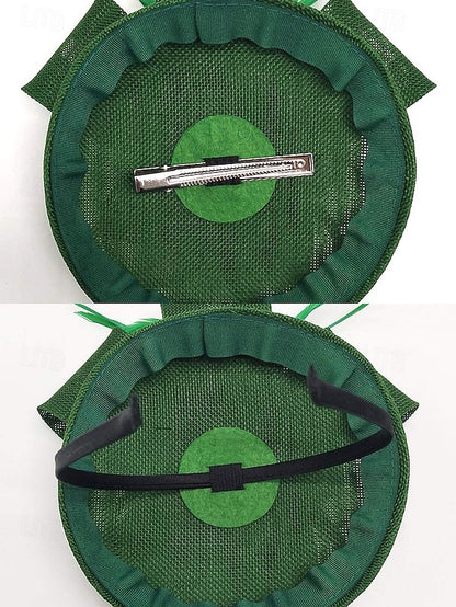 and Feather with Green Hat Fascinator Accents Women's Bow