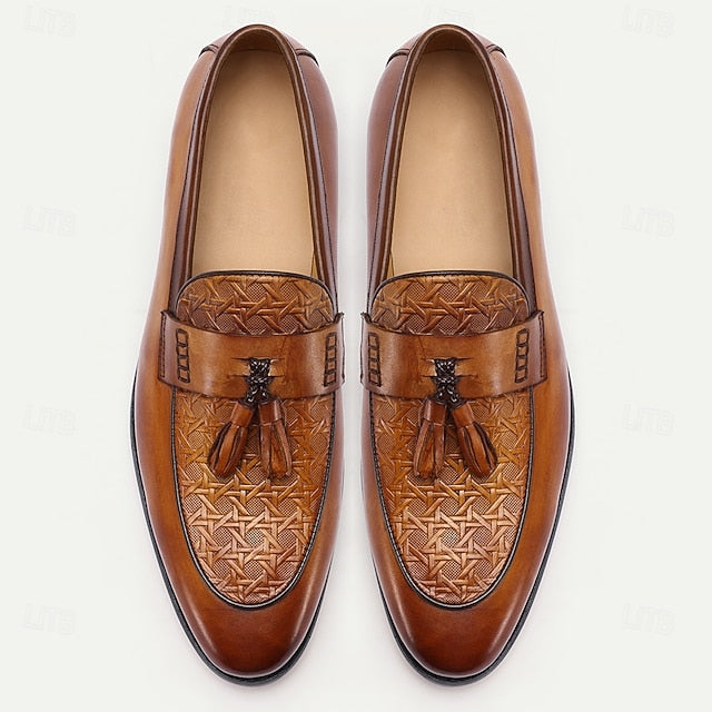 Tassel Slip-On Men's Leather Loafers Tan – Vintage Dress
