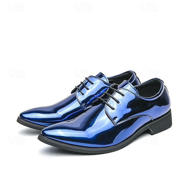 for Formal Shoes Glossy Leather Patent – Green Lace-Up Men